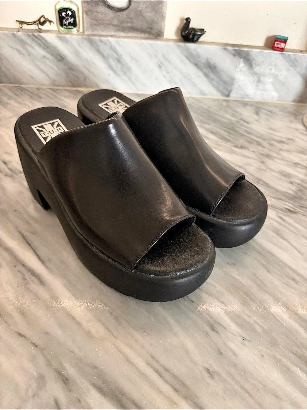 T.U.K. Black Bubble Mules